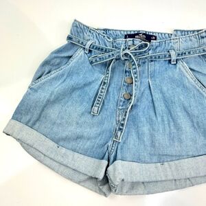 Hollister Paper Bag Style Buttonfly Denim Shorts
